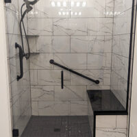 New tile work in a bathroom remodel in Boise, Idaho by Total Home Services.