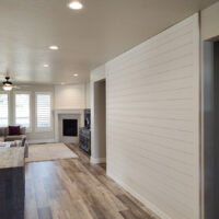 Accent wall wood paneling installation in Eagle, Idaho by Total Home Services.